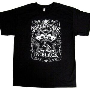 Johnny Cash Man In Black T Shirt Guitar Country Blues Rock Graphic Fan Gift 90